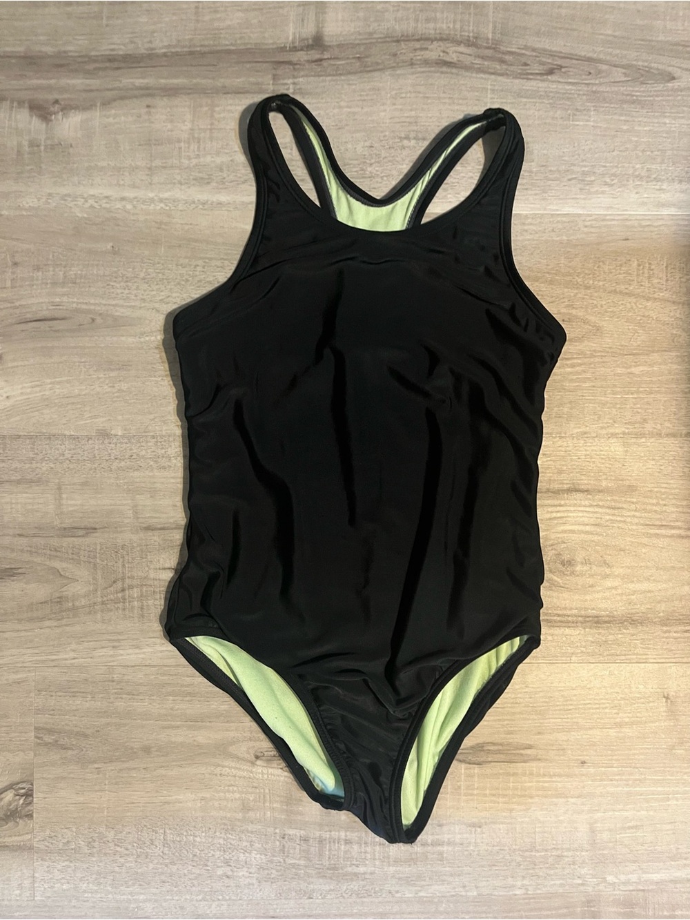 Girls speedo  Black One-Piece Swimsuit with Lime Lining. Size 10